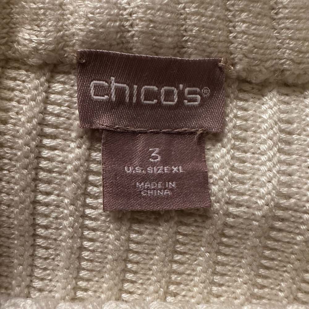 Chico's Cozy Ivory Knit Sweater Size 3 (XL) - Picture 3 of 3